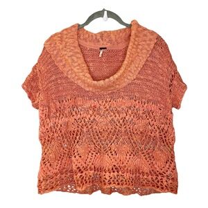 Free People Eternal Delight Coral Cowl Neck Crochet Sweater OB469862 $128 Y2K